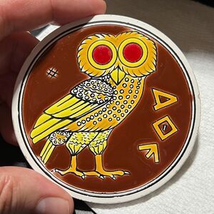 Niarchos Owl Of Athena Ceramic Coaster Handmade Hand Made in Greece Athens
